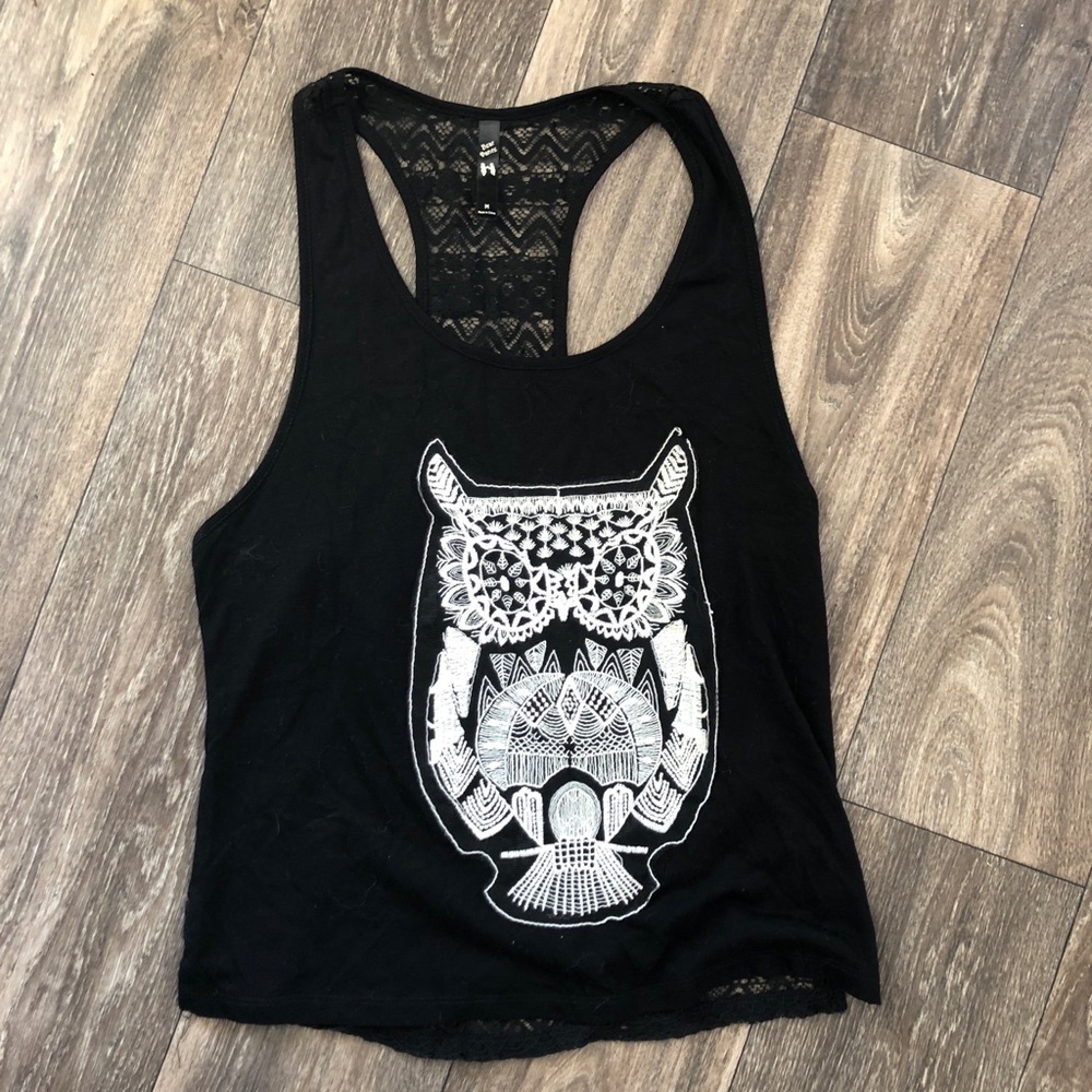 Black lace racer back tank top